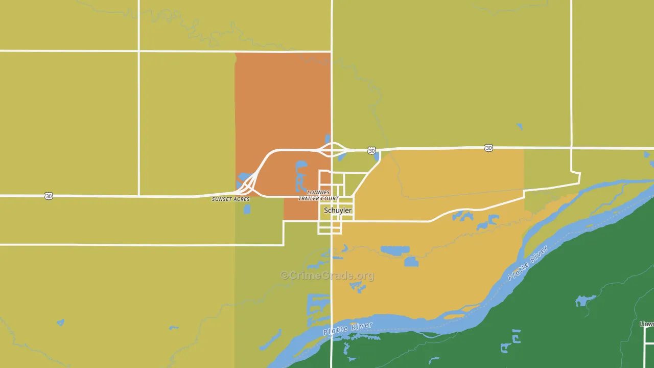 Schuyler, NE Map of Vandalism Rates