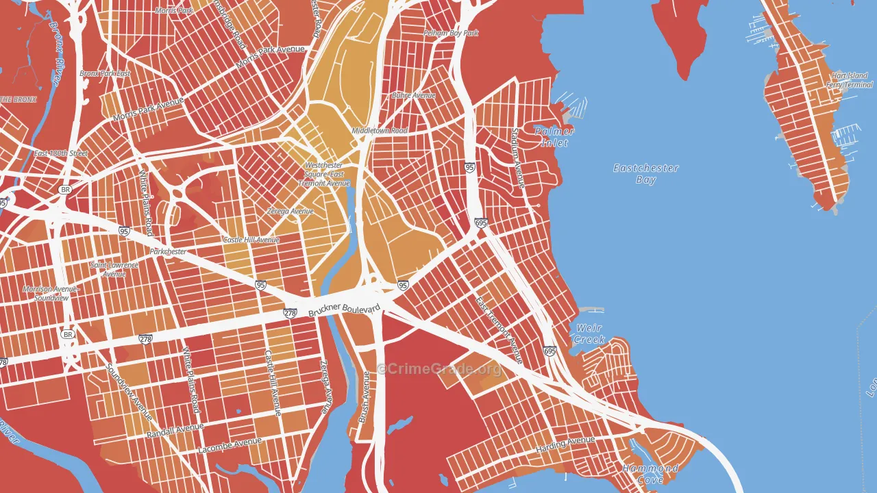 Schuylerville, Bronx, NY Map of Vandalism Rates