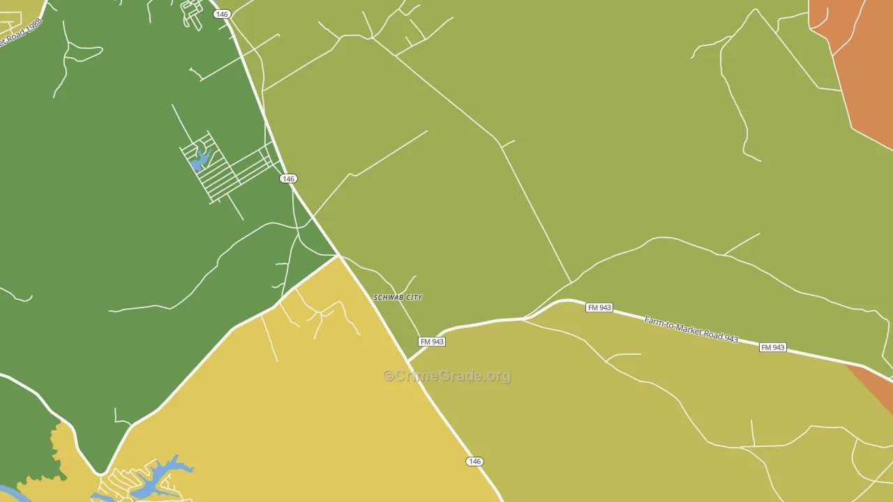 Schwab City, TX Map of Vandalism Rates
