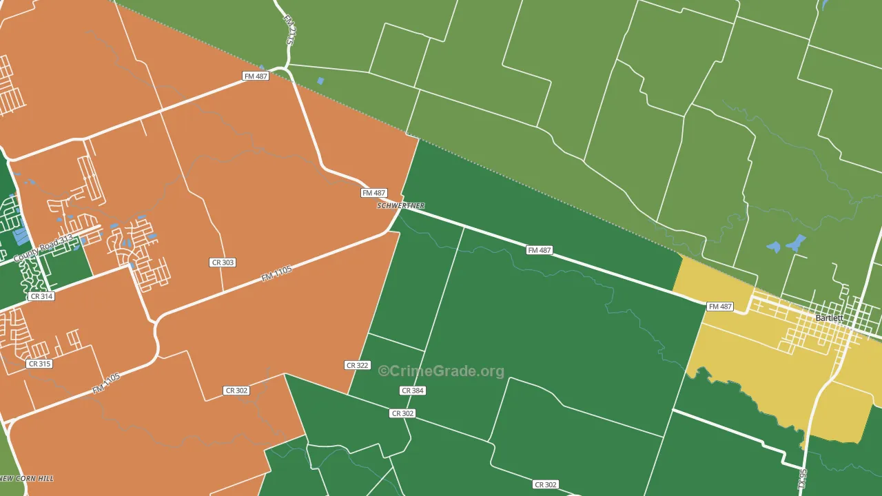 Schwertner, TX Map of Vandalism Rates