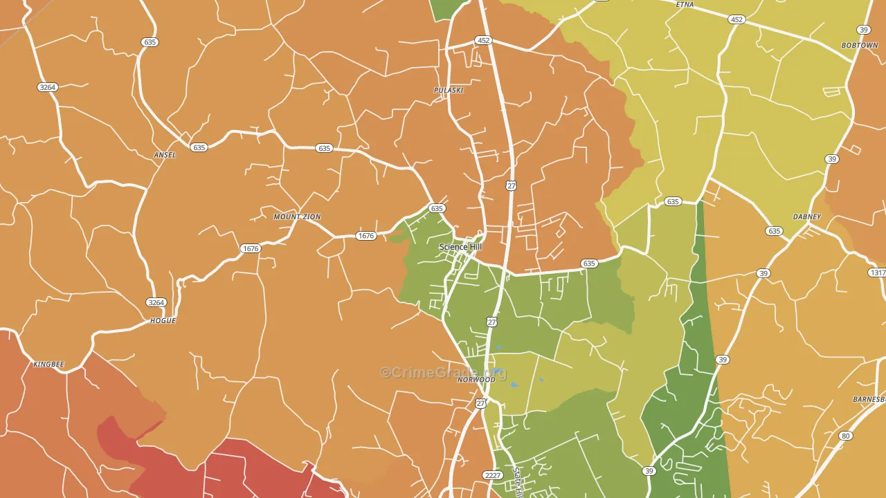 Science Hill, KY Map of Vandalism Rates