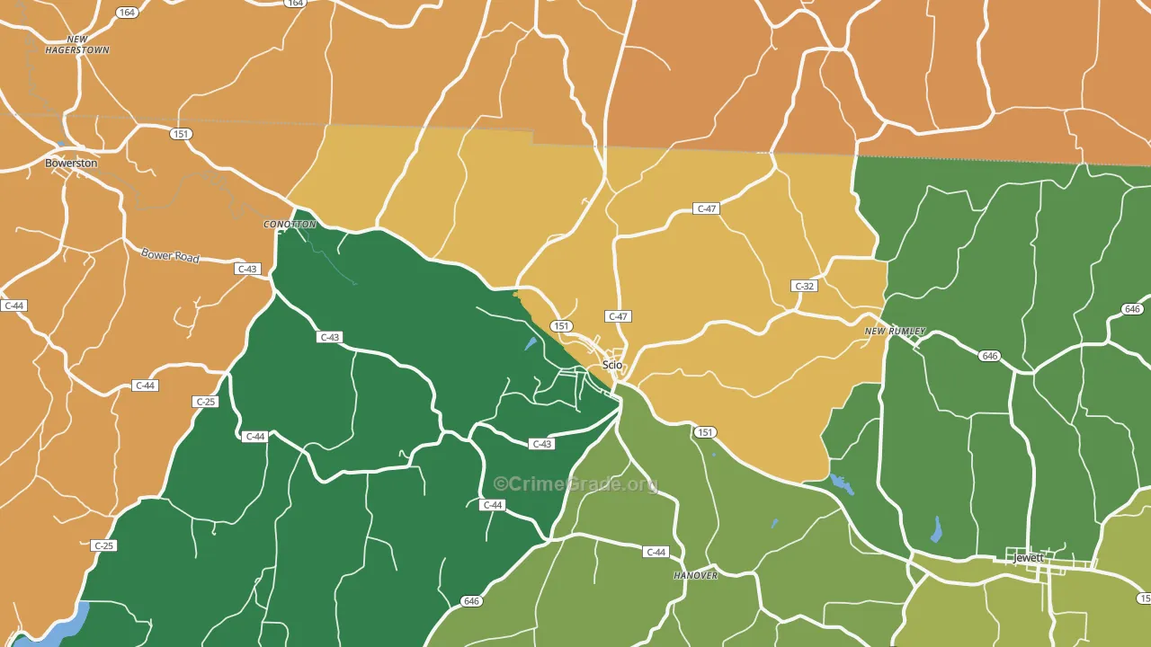 Scio, OH Map of Vandalism Rates