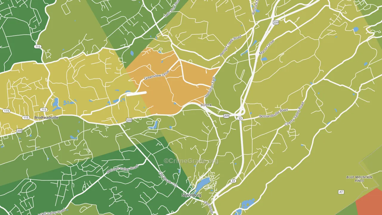 Sciota, PA Map of Vandalism Rates