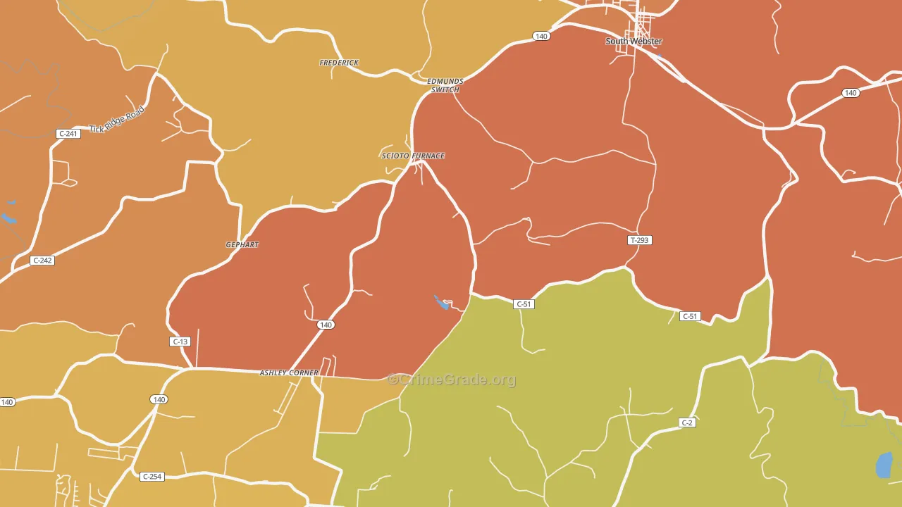 Scioto Furnace, OH Map of Vandalism Rates