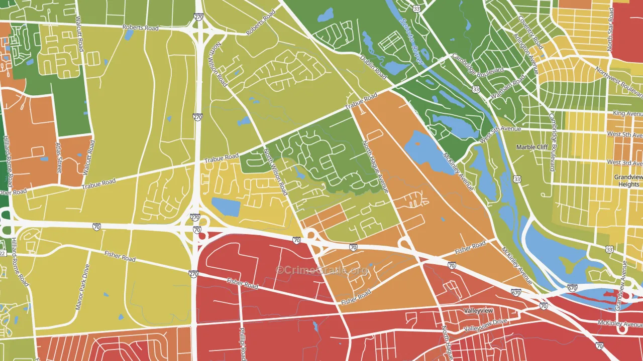 Scioto Woods, Columbus, OH Map of Vandalism Rates