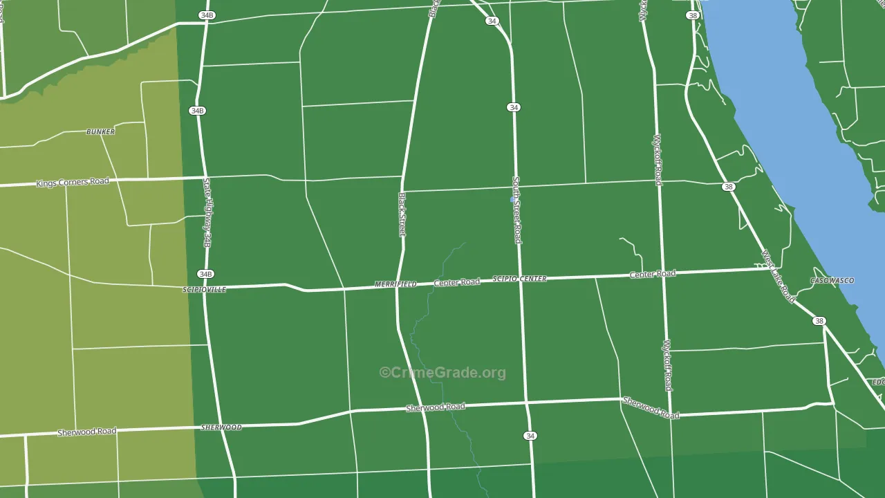 Scipio Center, NY Map of Vandalism Rates