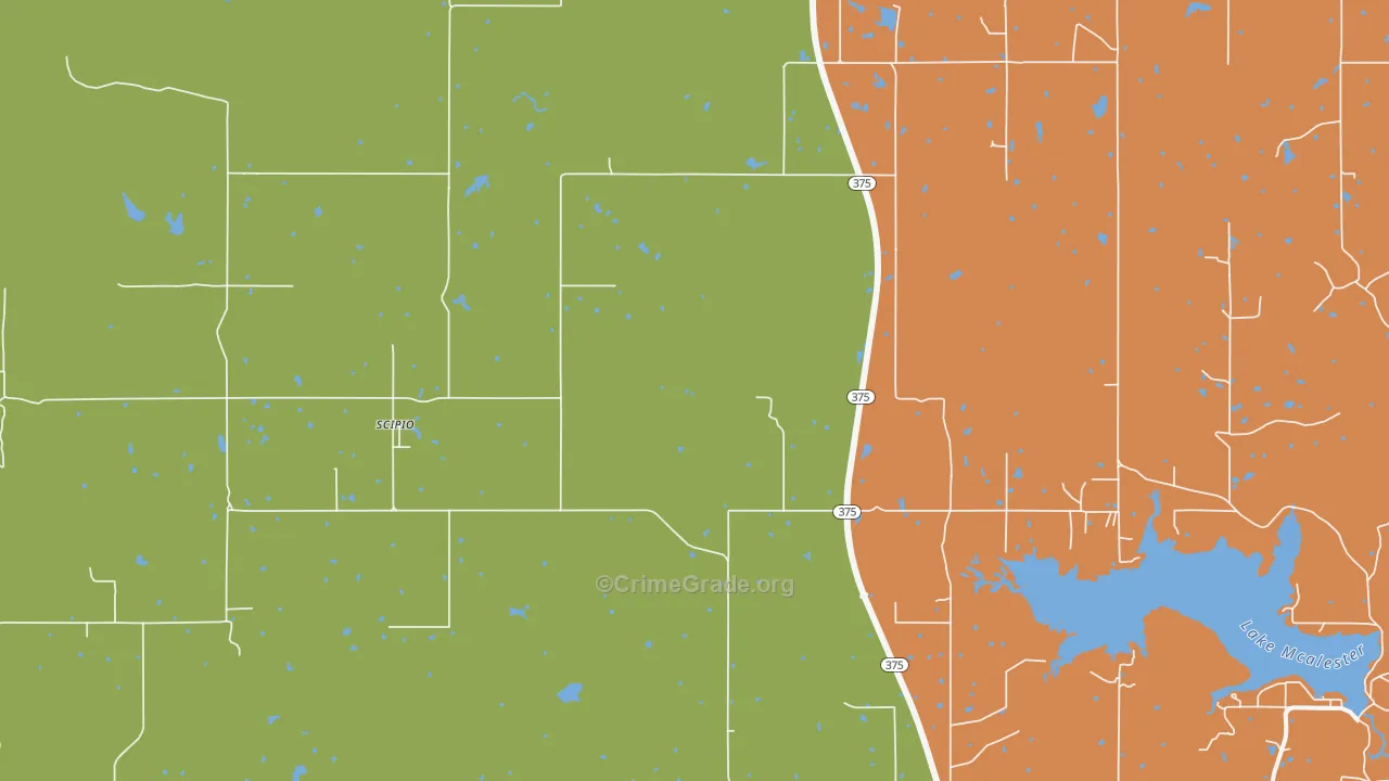 Scipio, OK Map of Vandalism Rates
