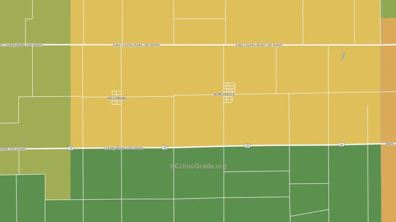Scircleville, IN Map of Vandalism Rates