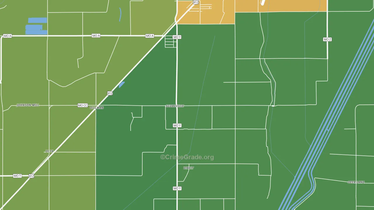 Scobeville, MO Map of Vandalism Rates