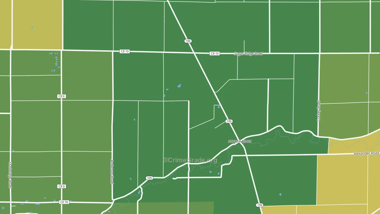 Scotch Ridge, OH Map of Vandalism Rates