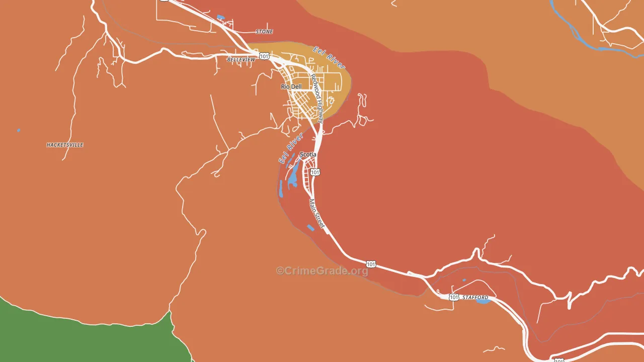 Scotia, CA Map of Vandalism Rates