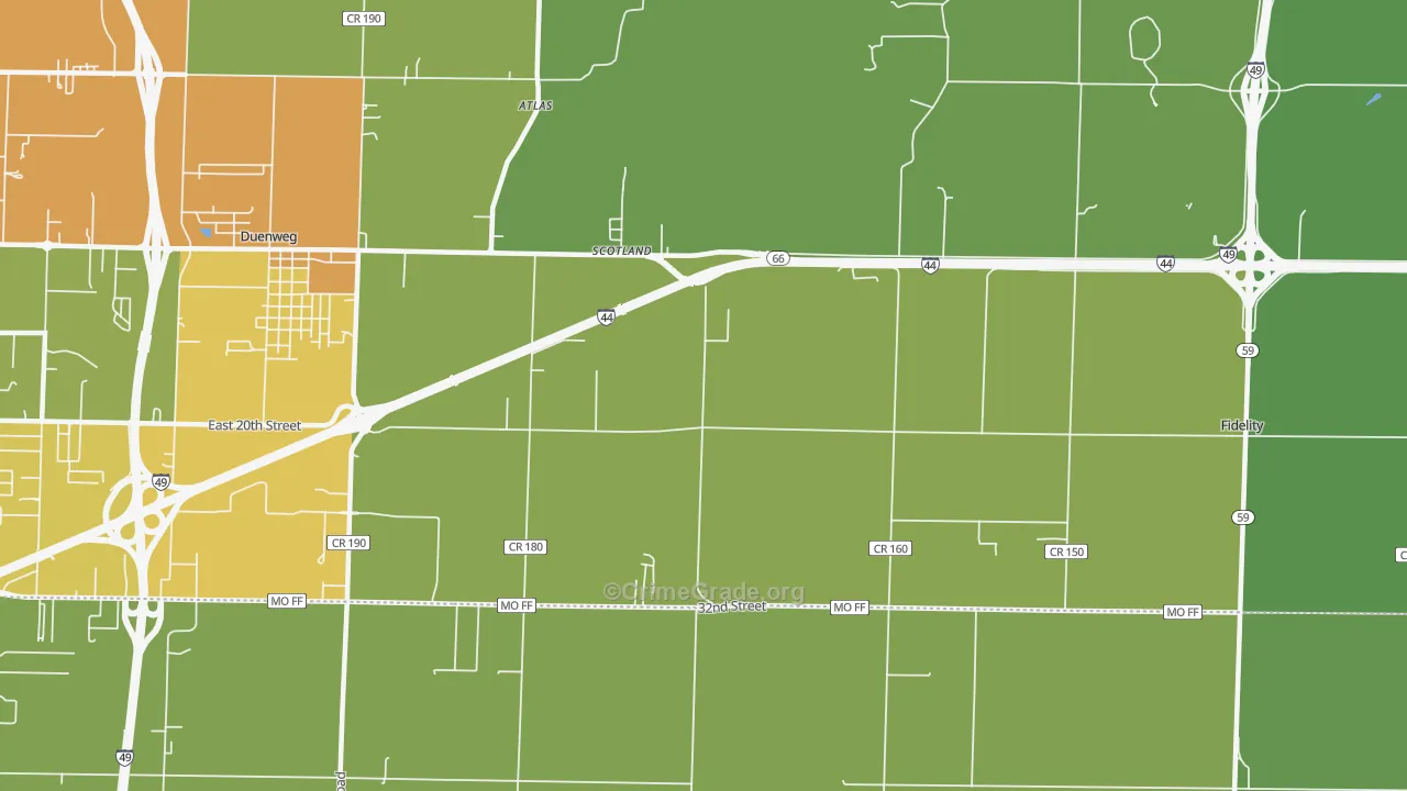 Scotland, MO Map of Vandalism Rates