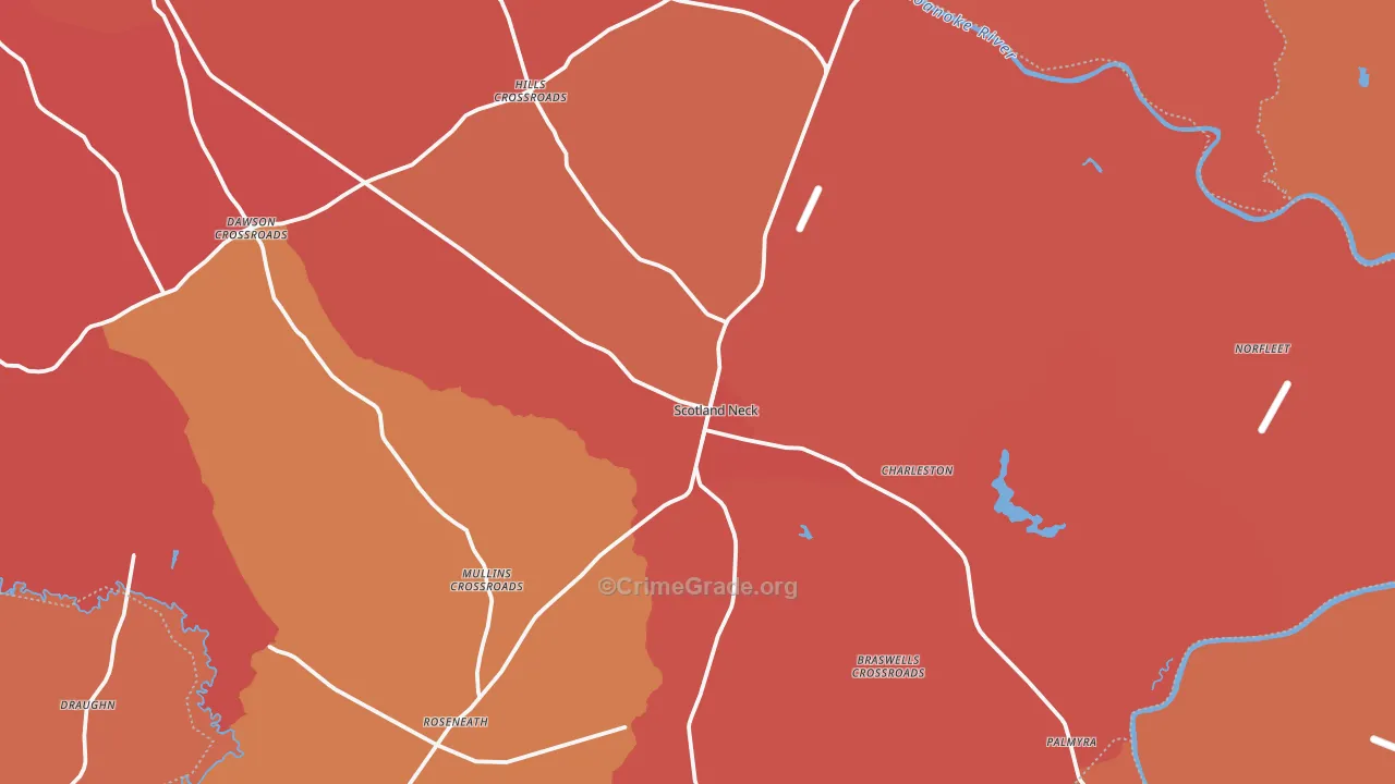 Scotland Neck, NC Map of Vandalism Rates