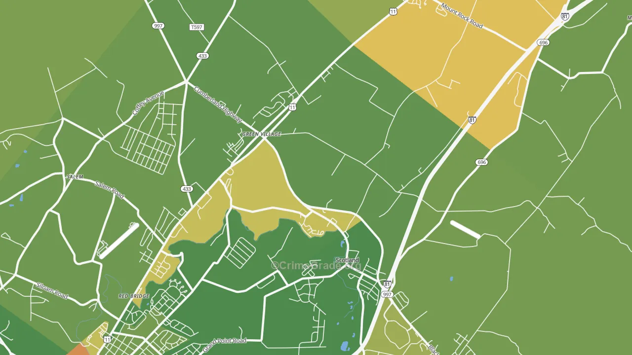 Scotland, PA Map of Vandalism Rates