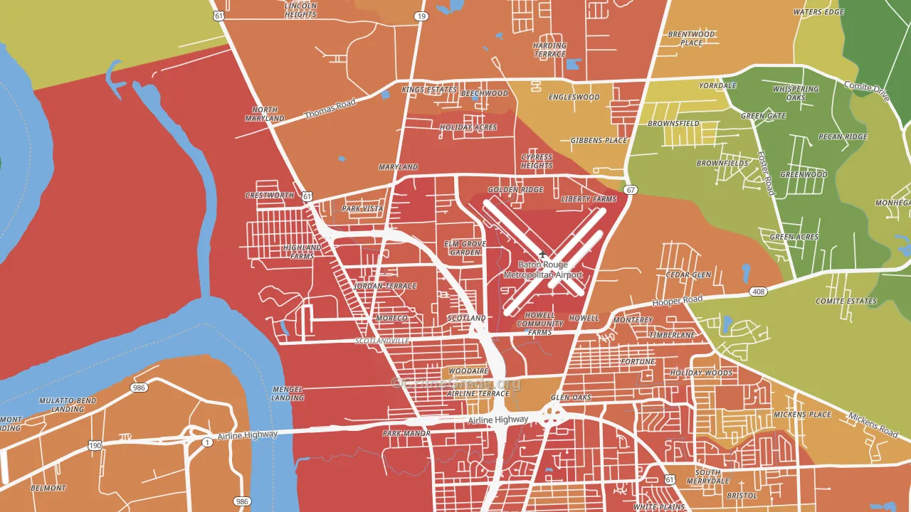 Scotlandville, Baton Rouge, LA Map of Vandalism Rates