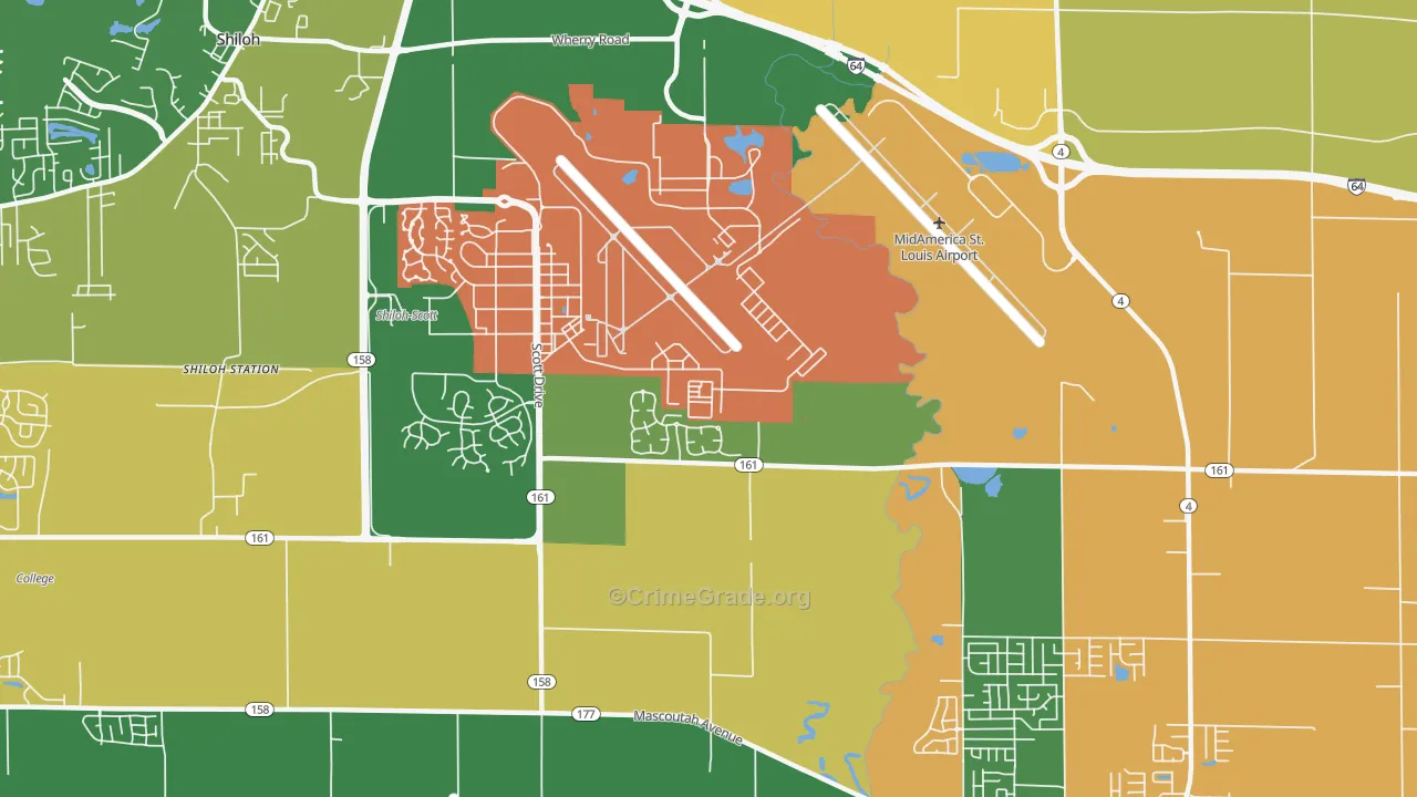 Scott Air Force Base, IL Map of Vandalism Rates