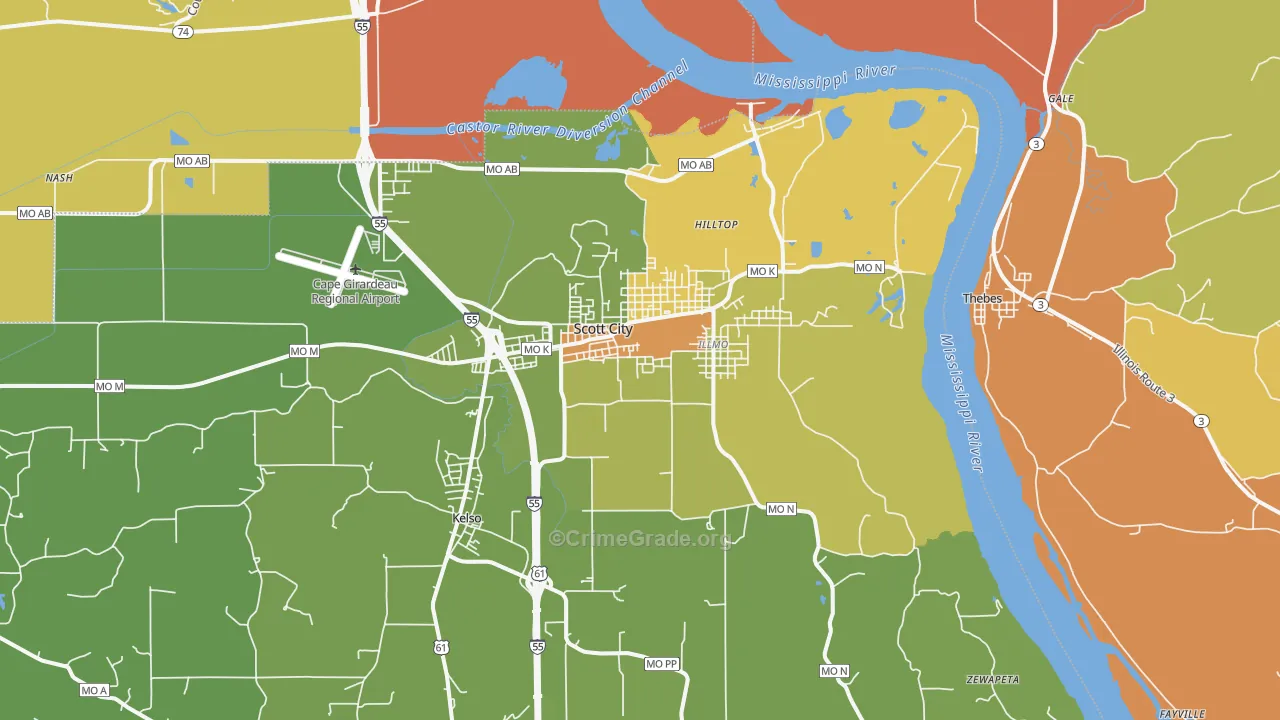 Scott City, MO Map of Vandalism Rates