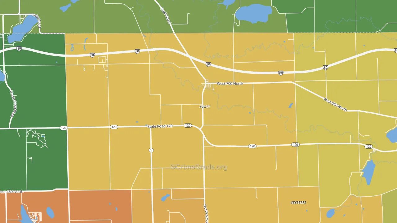 Scott, IN Map of Vandalism Rates