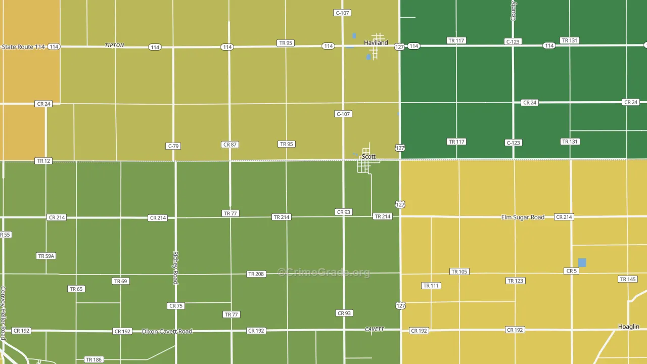 Scott, OH Map of Vandalism Rates