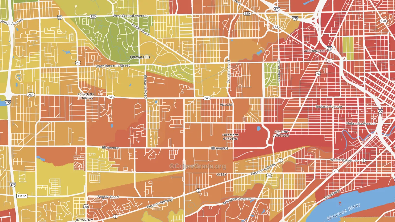 Scott Park, Toledo, OH Map of Vandalism Rates