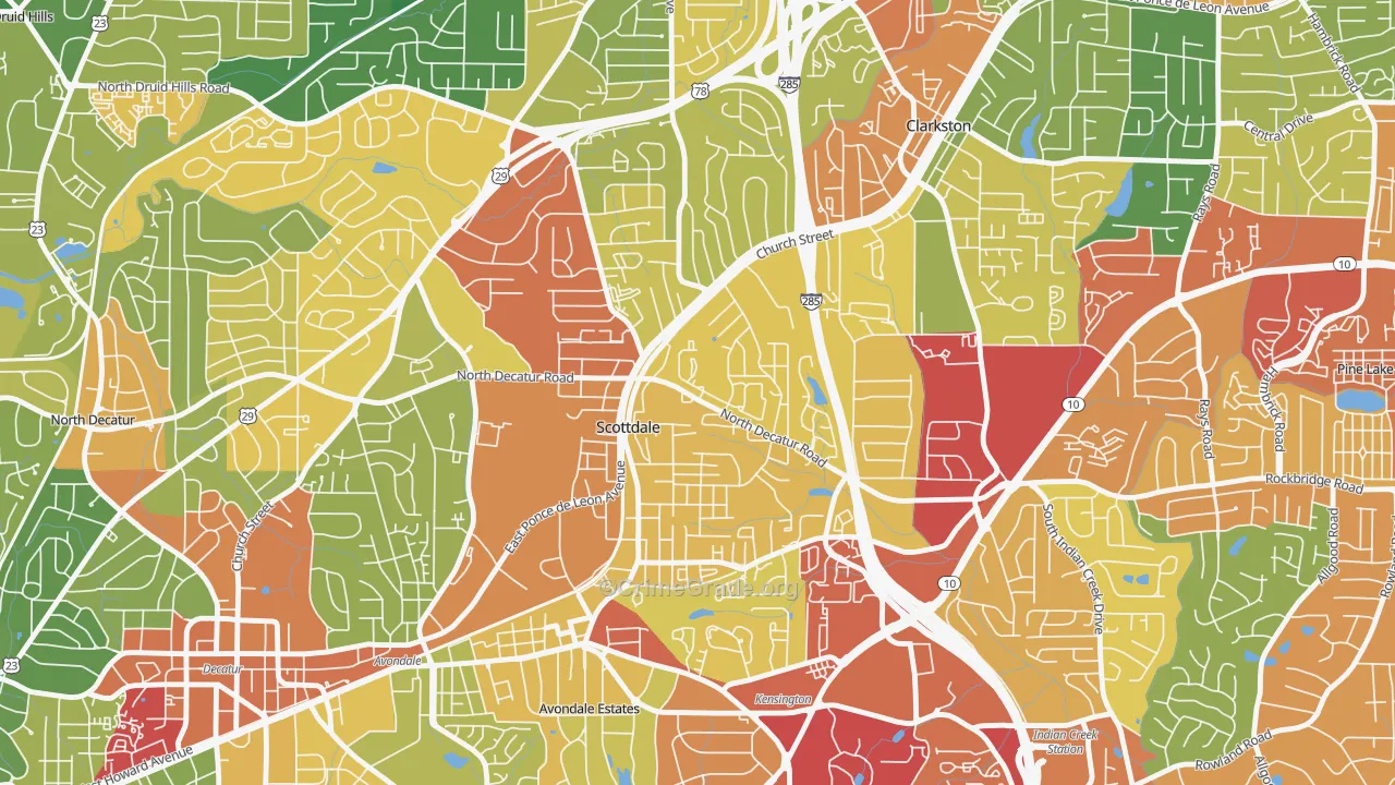 Scottdale, GA Map of Vandalism Rates