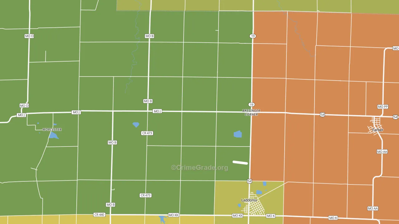Scotts Corner, MO Map of Vandalism Rates