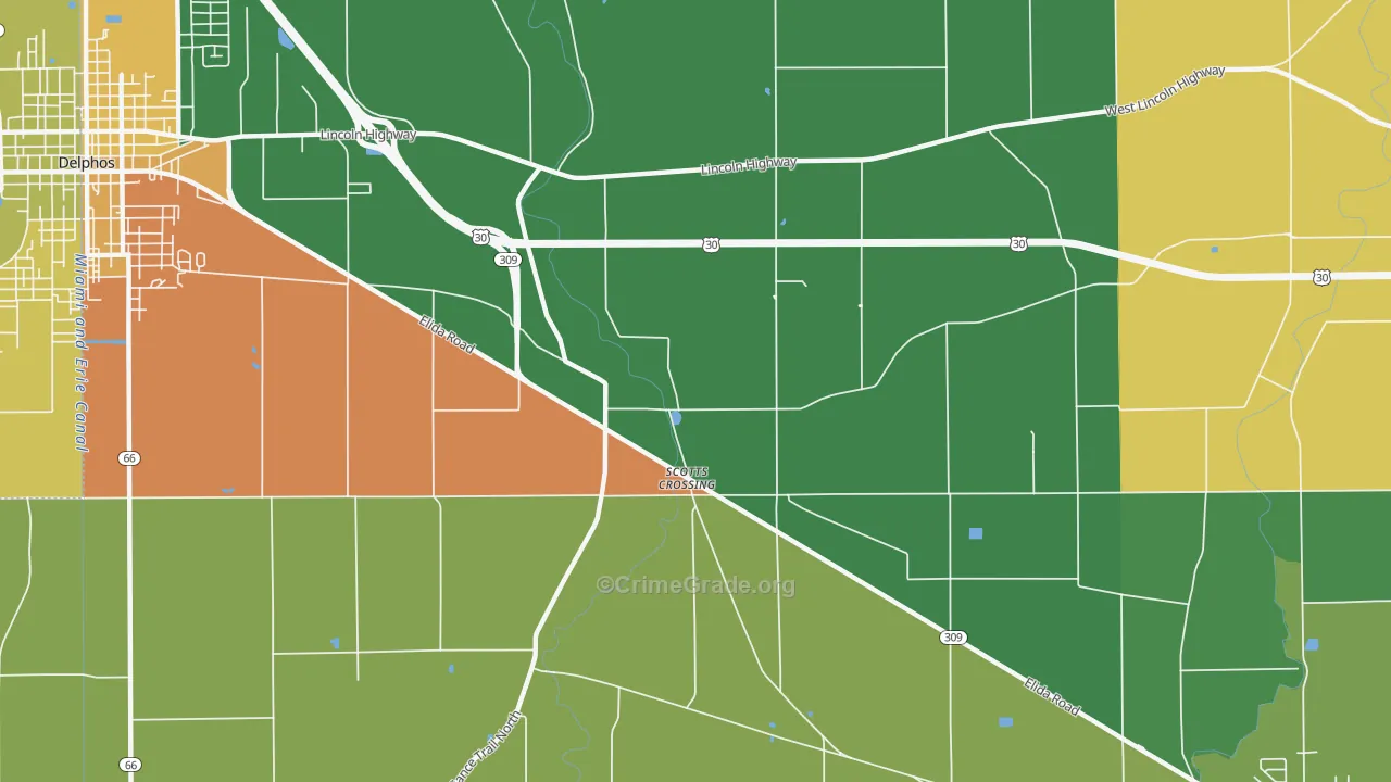 Scotts Crossing, OH Map of Vandalism Rates