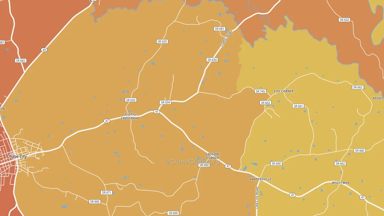 Scotts Crossroad, VA Map of Vandalism Rates