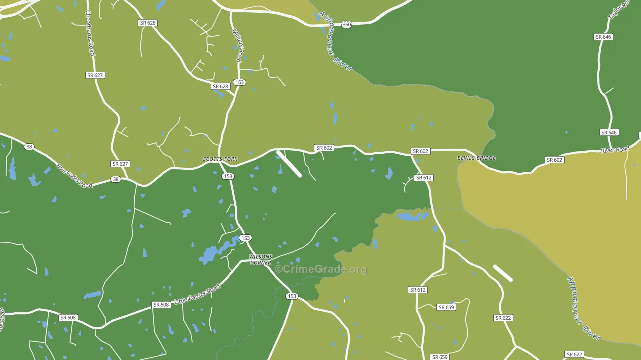 Scotts Fork, VA Map of Vandalism Rates