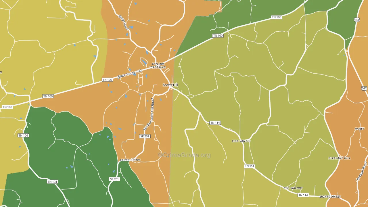 Scotts Hill, TN Map of Vandalism Rates
