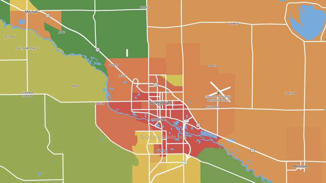 Scottsbluff, NE Map of Vandalism Rates
