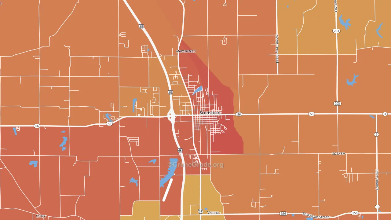 Scottsburg, IN Map of Vandalism Rates