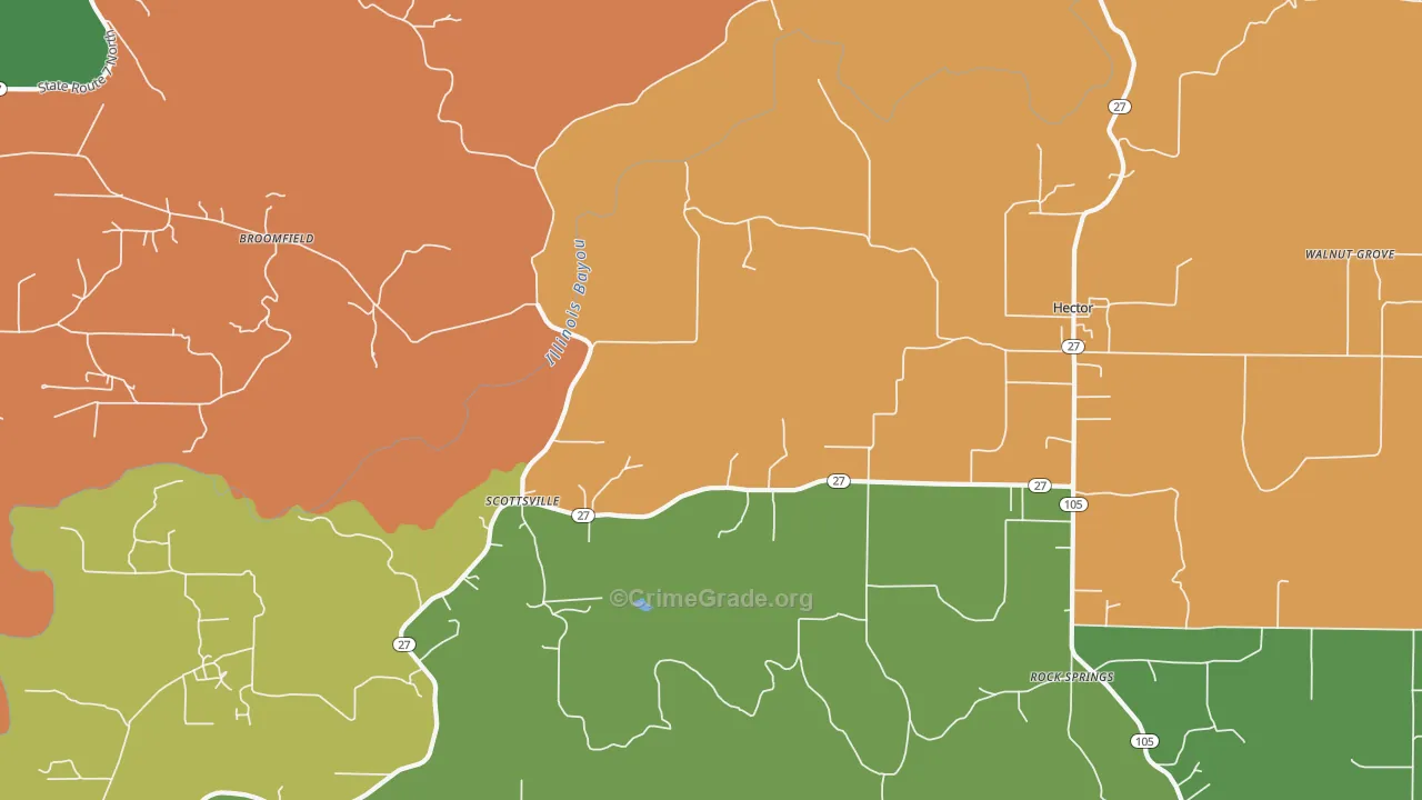 Scottsville, AR Map of Vandalism Rates