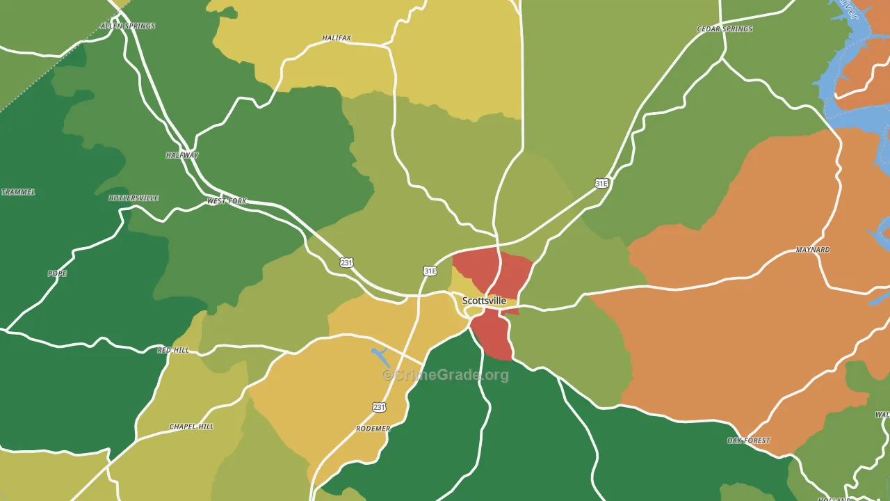 Scottsville, KY Map of Vandalism Rates