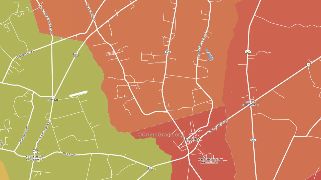 Scottsville, SC Map of Vandalism Rates