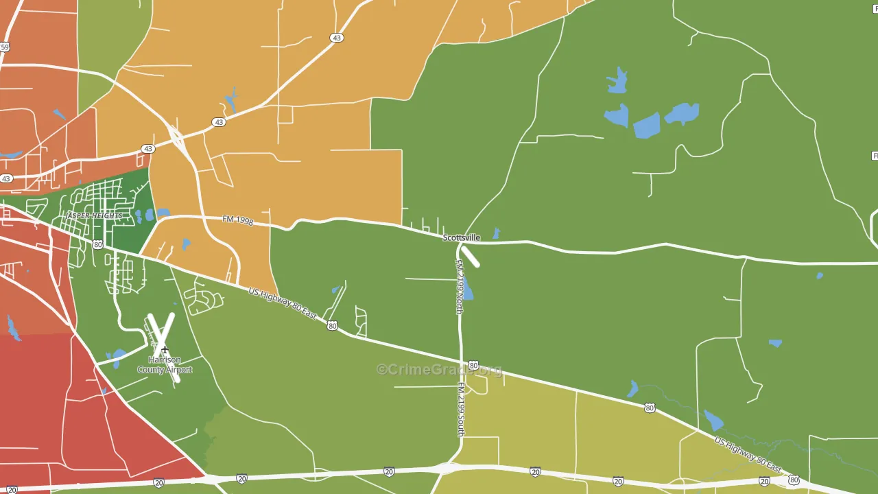 Scottsville, TX Map of Vandalism Rates