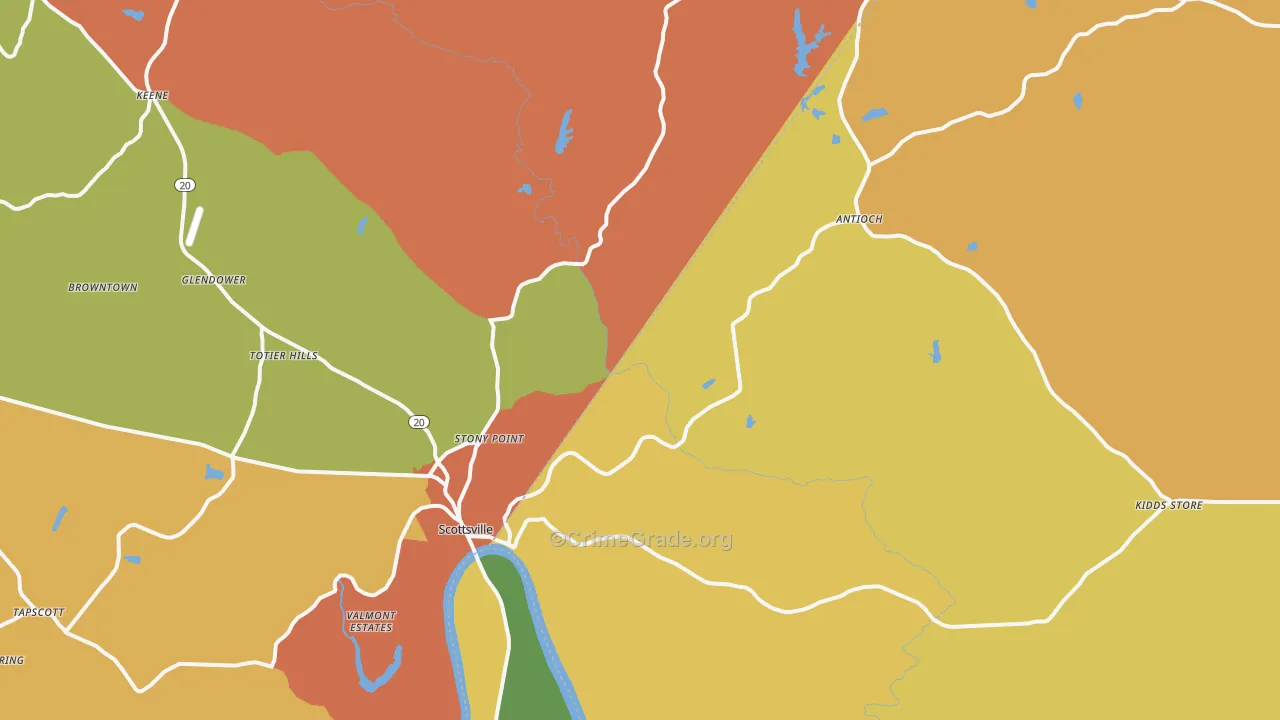Scottsville, VA Map of Vandalism Rates