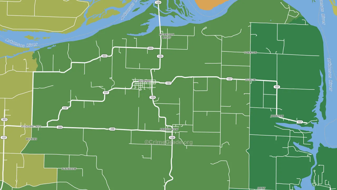 Scranton, AR Map of Vandalism Rates