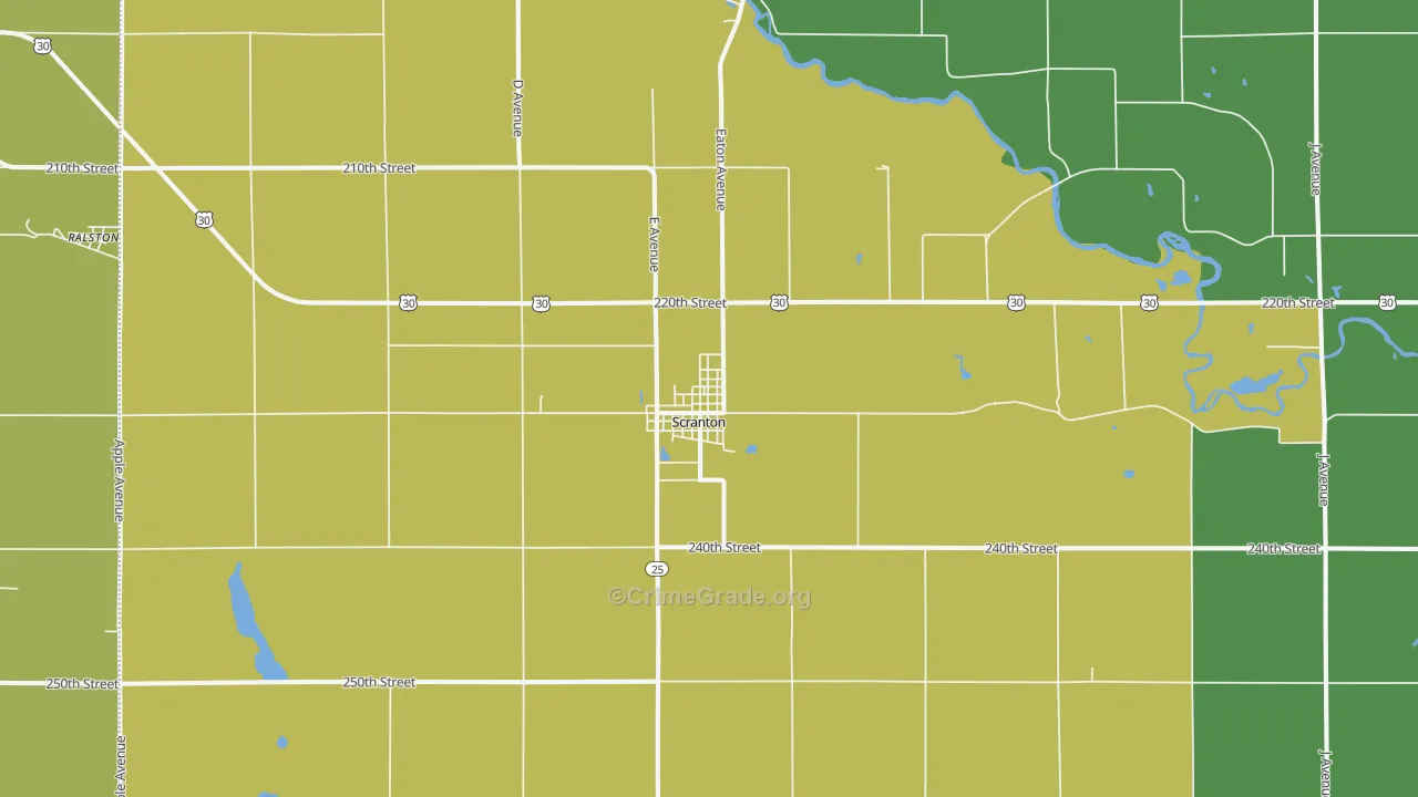 Scranton, IA Map of Vandalism Rates