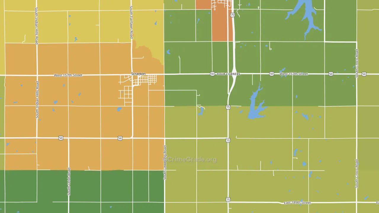 Scranton, KS Map of Vandalism Rates