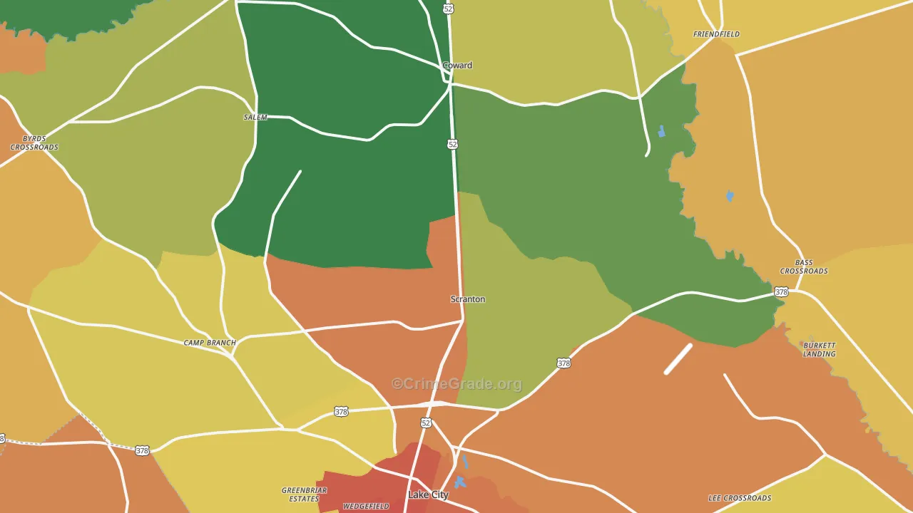 Scranton, SC Map of Vandalism Rates