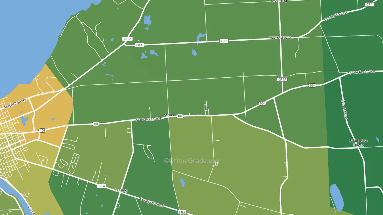 Scriba Center, NY Map of Vandalism Rates