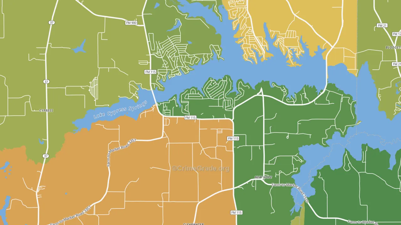 Scroggins, TX Map of Vandalism Rates