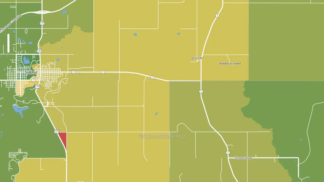 Scullin, OK Map of Vandalism Rates