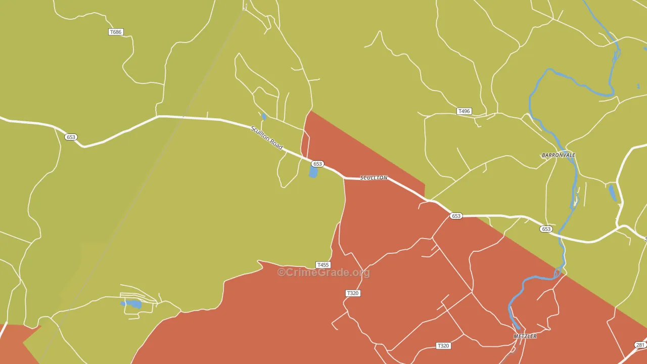 Scullton, PA Map of Vandalism Rates