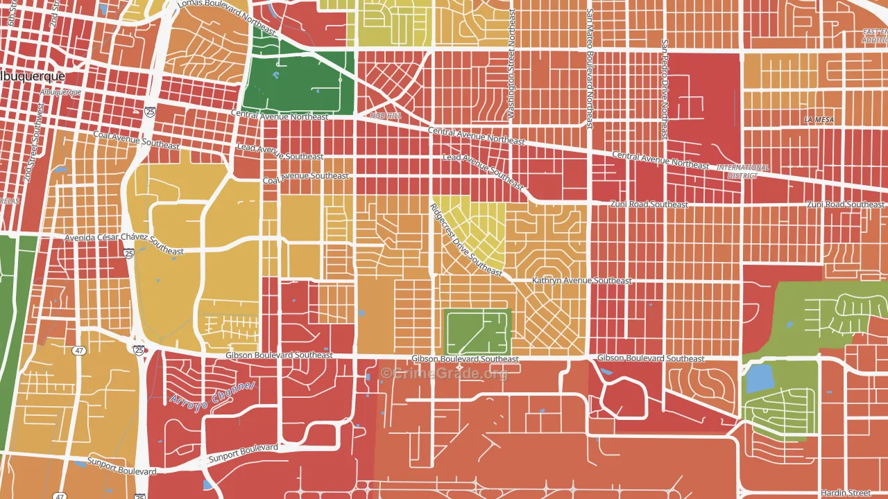 Se Heights, Albuquerque, NM Map of Vandalism Rates