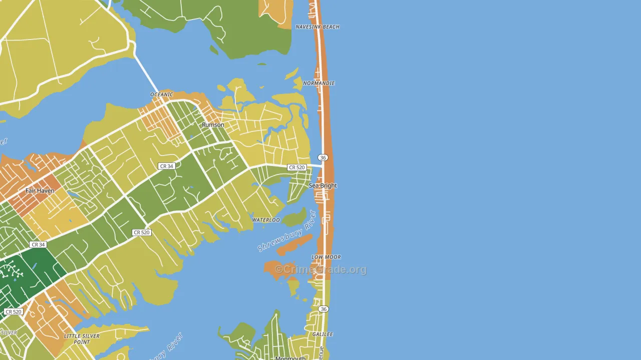 Sea Bright, NJ Map of Vandalism Rates