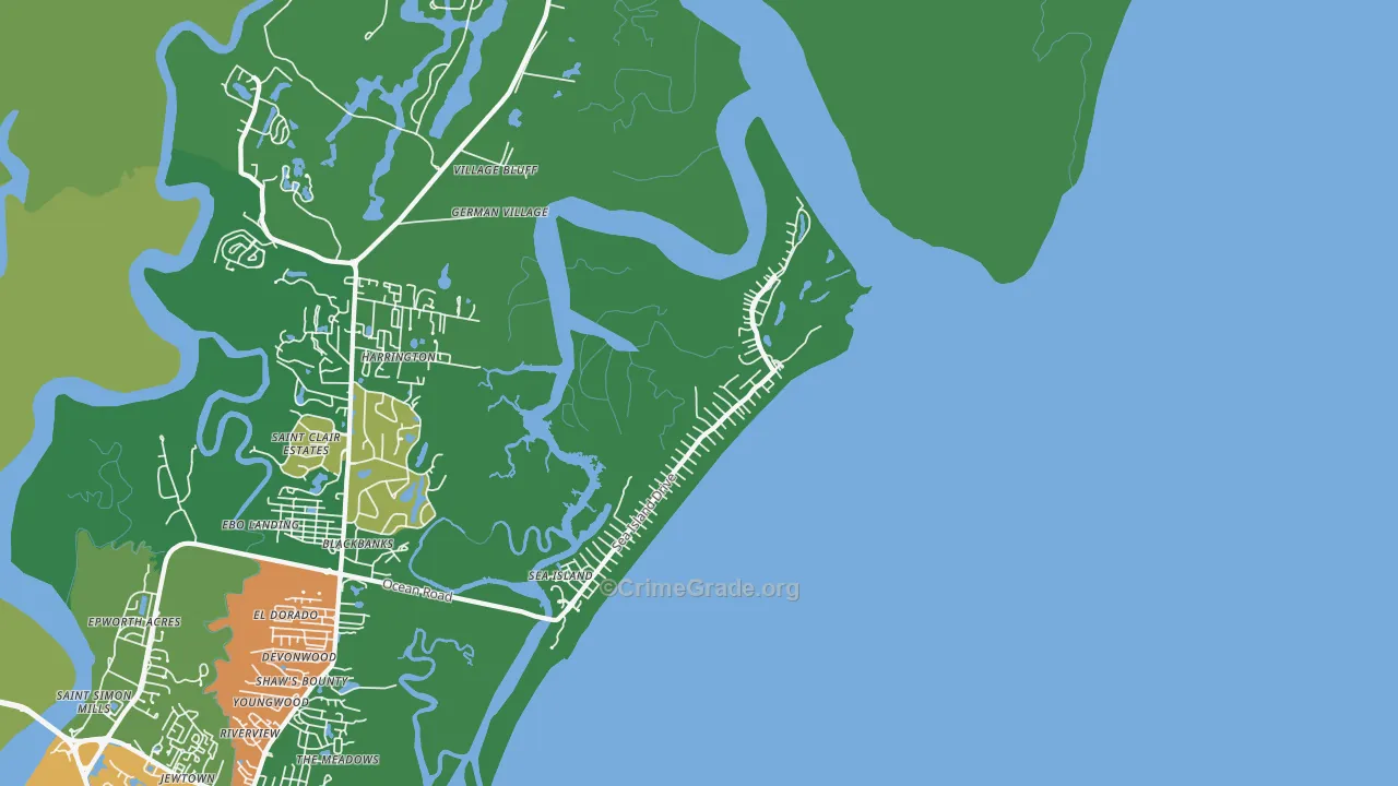 Sea Island, GA Map of Vandalism Rates