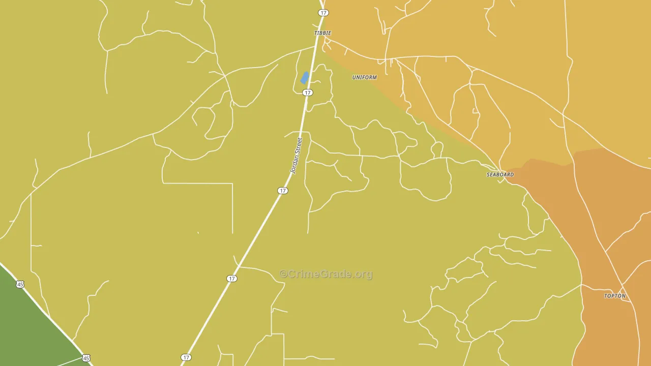 Seaboard, AL Map of Vandalism Rates