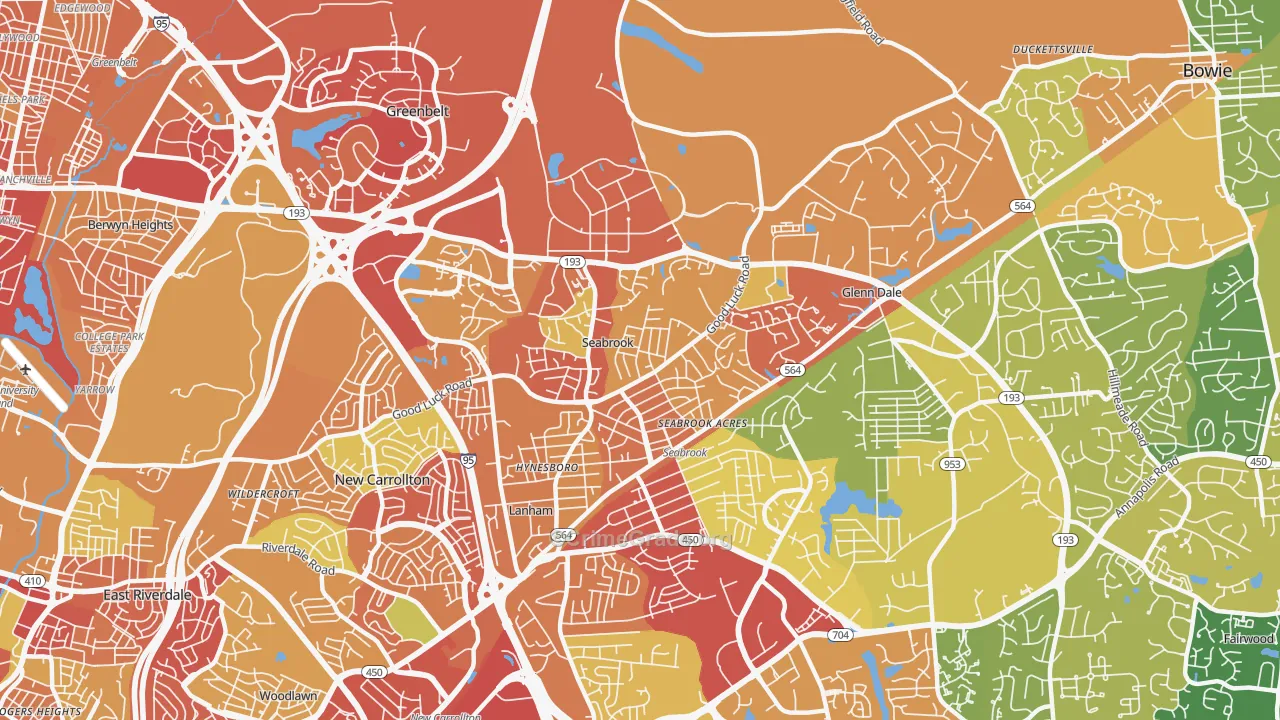 Seabrook, MD Map of Vandalism Rates